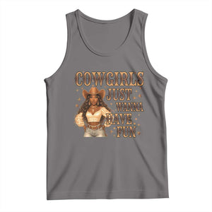 Funny African American Cowgirl Tank Top Cowgirls Just Wanna Have Fun Western TS11 Deep Heather Print Your Wear