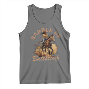 Funny African American Cowgirl Tank Top Saddle Up Buttercup Southern Western TS11 Black Heather Print Your Wear