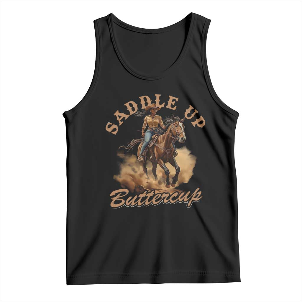 Funny African American Cowgirl Tank Top Saddle Up Buttercup Southern Western TS11 Black Print Your Wear