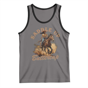 Funny African American Cowgirl Tank Top Saddle Up Buttercup Southern Western TS11 Deep Heather Black Print Your Wear