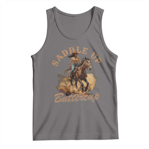 Funny African American Cowgirl Tank Top Saddle Up Buttercup Southern Western TS11 Deep Heather Print Your Wear