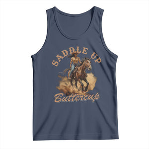 Funny African American Cowgirl Tank Top Saddle Up Buttercup Southern Western TS11 Navy Print Your Wear