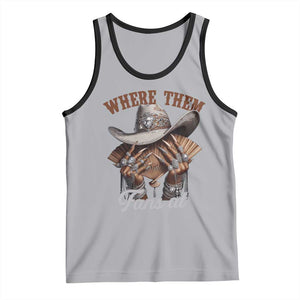 Funny African American Cowgirl Tank Top Where Them Fans At Cowboy Hat TS11 Athletic Heather Black Print Your Wear