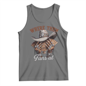 Funny African American Cowgirl Tank Top Where Them Fans At Cowboy Hat TS11 Black Heather Print Your Wear