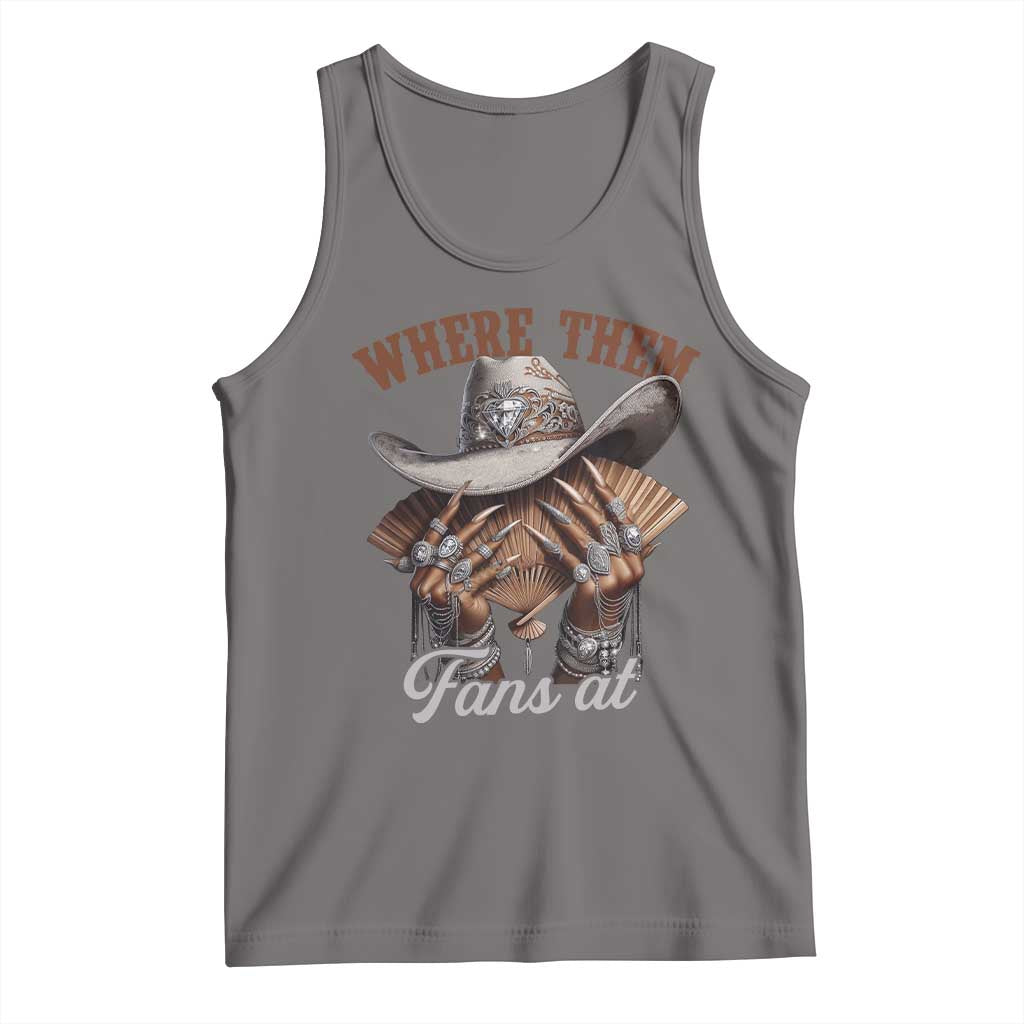 Funny African American Cowgirl Tank Top Where Them Fans At Cowboy Hat TS11 Deep Heather Print Your Wear