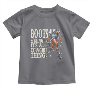 Funny African American Cowgirl Toddler T Shirt Boots And Bling It's A Cowgirl Thing TS11 Charcoal Print Your Wear