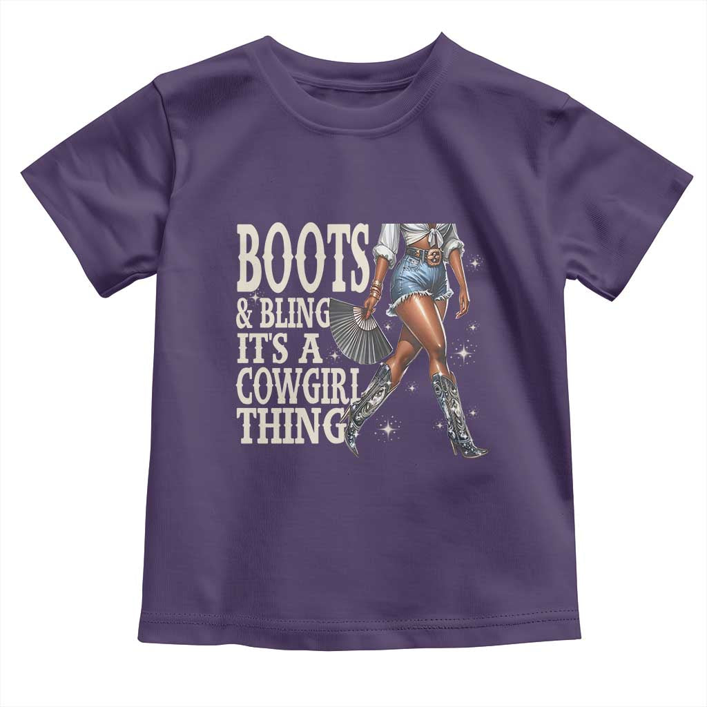 Funny African American Cowgirl Toddler T Shirt Boots And Bling It's A Cowgirl Thing TS11 Purple Print Your Wear