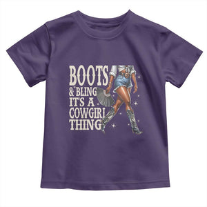Funny African American Cowgirl Toddler T Shirt Boots And Bling It's A Cowgirl Thing TS11 Purple Print Your Wear