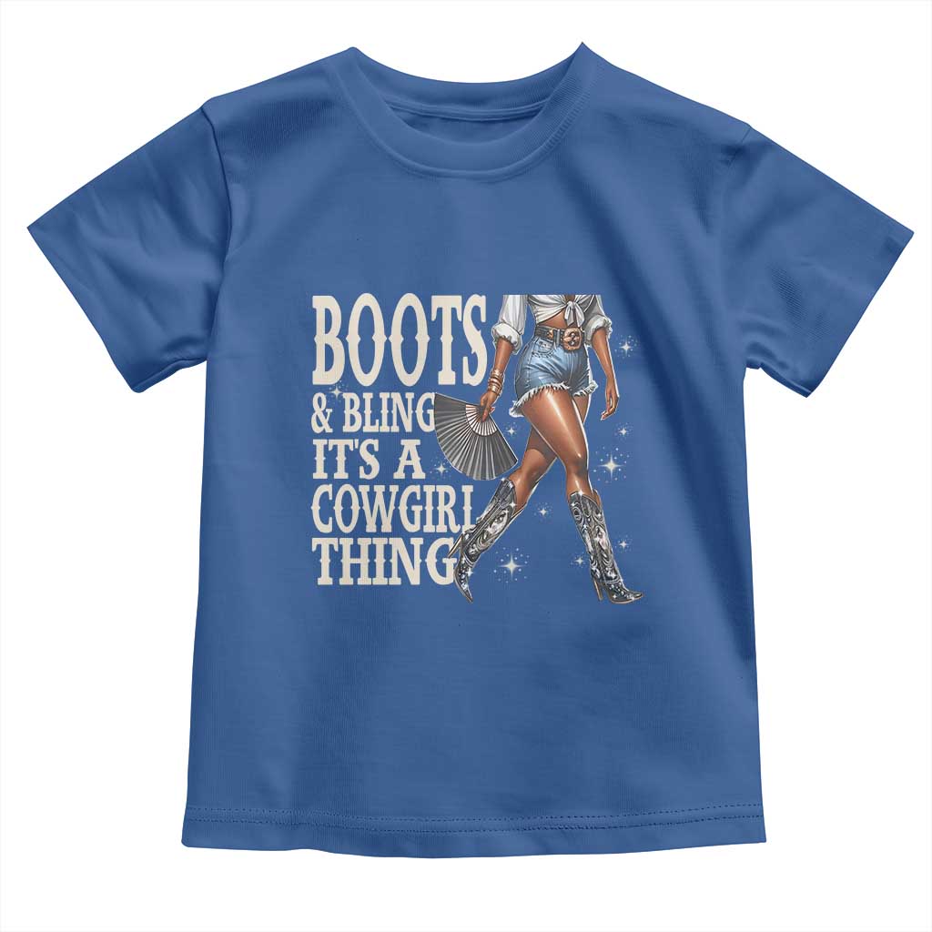 Funny African American Cowgirl Toddler T Shirt Boots And Bling It's A Cowgirl Thing TS11 Royal Blue Print Your Wear