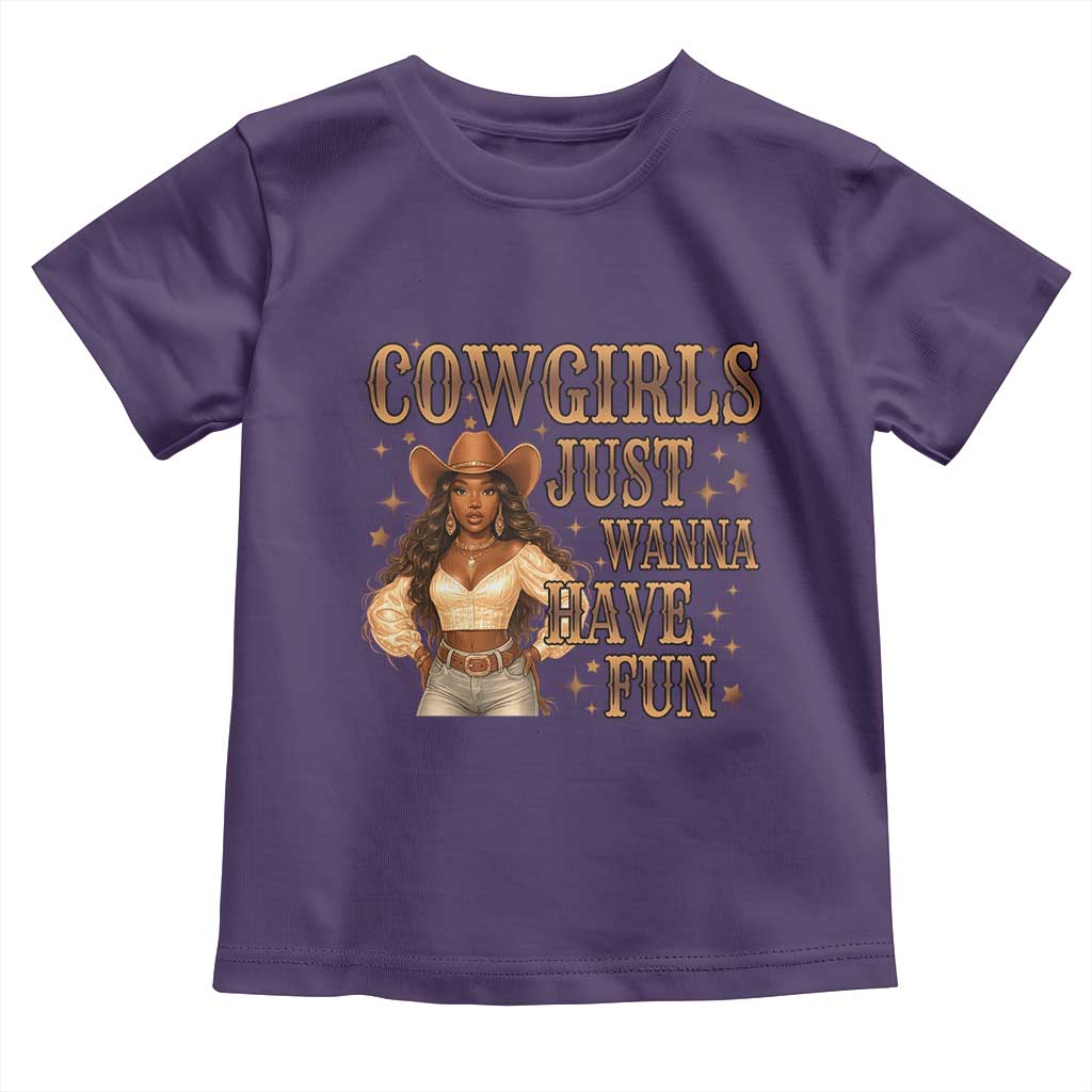 Funny African American Cowgirl Toddler T Shirt Cowgirls Just Wanna Have Fun Western TS11 Purple Print Your Wear