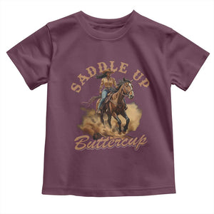 Funny African American Cowgirl Toddler T Shirt Saddle Up Buttercup Southern Western TS11 Maroon Print Your Wear