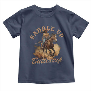 Funny African American Cowgirl Toddler T Shirt Saddle Up Buttercup Southern Western TS11 Navy Print Your Wear
