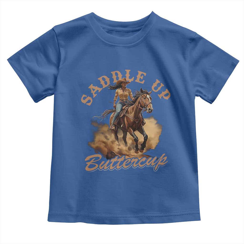 Funny African American Cowgirl Toddler T Shirt Saddle Up Buttercup Southern Western TS11 Royal Blue Print Your Wear
