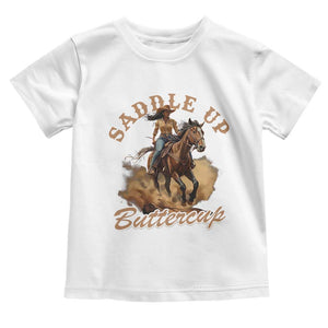 Funny African American Cowgirl Toddler T Shirt Saddle Up Buttercup Southern Western TS11 White Print Your Wear