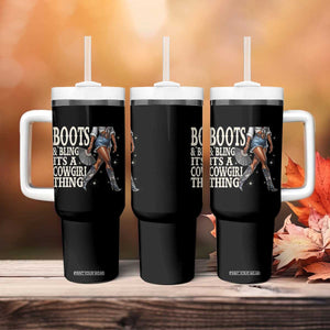 Funny African American Cowgirl Tumbler With Handle Boots And Bling It's A Cowgirl Thing TS11 Print Your Wear