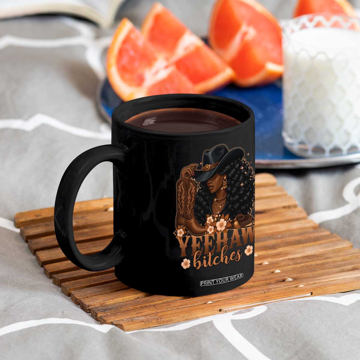 Funny African American Cowgirl Yeehaw Bitches Coffee Mug TS11 Print Your Wear