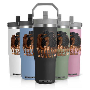 Funny African American Cowgirl Yeehaw Bitches Flip Straw Tumbler TS11 Print Your Wear