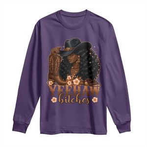 Funny African American Cowgirl Yeehaw Bitches Long Sleeve Shirt TS11 Purple Print Your Wear