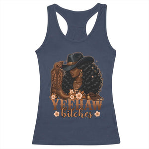 Funny African American Cowgirl Yeehaw Bitches Racerback Tank Top TS11 Navy Print Your Wear