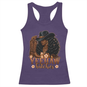 Funny African American Cowgirl Yeehaw Bitches Racerback Tank Top TS11 Purple Print Your Wear
