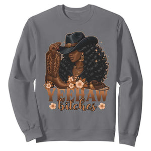 Funny African American Cowgirl Yeehaw Bitches Sweatshirt TS11 Charcoal Print Your Wear