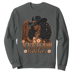 Funny African American Cowgirl Yeehaw Bitches Sweatshirt TS11 Dark Heather Print Your Wear