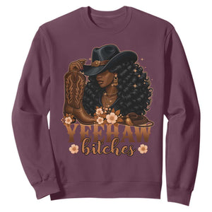 Funny African American Cowgirl Yeehaw Bitches Sweatshirt TS11 Maroon Print Your Wear