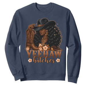 Funny African American Cowgirl Yeehaw Bitches Sweatshirt TS11 Navy Print Your Wear