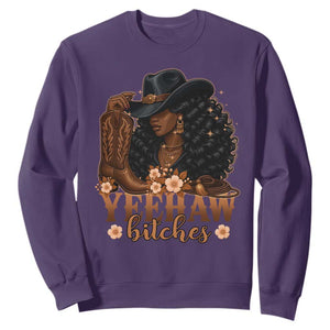Funny African American Cowgirl Yeehaw Bitches Sweatshirt TS11 Purple Print Your Wear