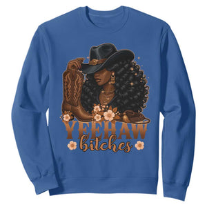Funny African American Cowgirl Yeehaw Bitches Sweatshirt TS11 Royal Blue Print Your Wear