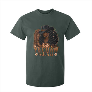 Funny African American Cowgirl Yeehaw Bitches T Shirt For Kid TS11 Dark Forest Green Print Your Wear