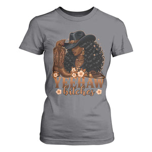 Funny African American Cowgirl Yeehaw Bitches T Shirt For Women TS11 Charcoal Print Your Wear
