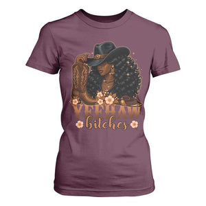 Funny African American Cowgirl Yeehaw Bitches T Shirt For Women TS11 Maroon Print Your Wear
