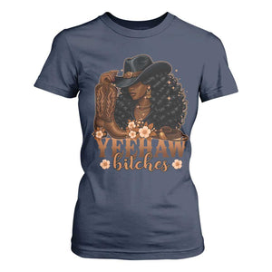 Funny African American Cowgirl Yeehaw Bitches T Shirt For Women TS11 Navy Print Your Wear
