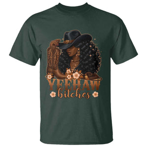 Funny African American Cowgirl Yeehaw Bitches T Shirt TS11 Dark Forest Green Print Your Wear