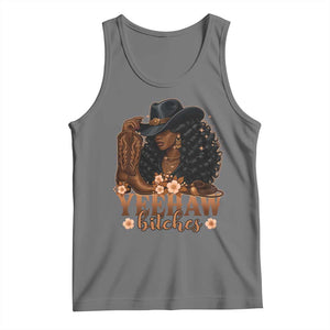 Funny African American Cowgirl Yeehaw Bitches Tank Top TS11 Black Heather Print Your Wear