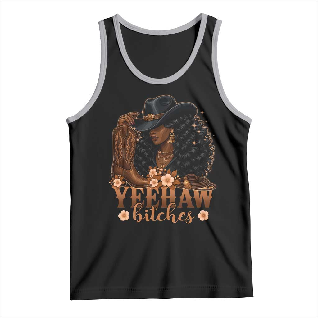 Funny African American Cowgirl Yeehaw Bitches Tank Top TS11 Black Athletic Heather Print Your Wear