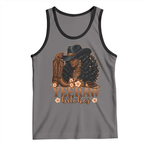 Funny African American Cowgirl Yeehaw Bitches Tank Top TS11 Deep Heather Black Print Your Wear
