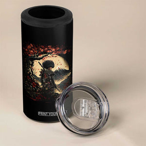 Funny African American Samurai 4 in 1 Can Cooler Tumbler Japanese Art Black Warrior Sakura TS11 Print Your Wear