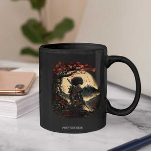 Funny African American Samurai Coffee Mug Japanese Art Black Warrior Sakura TS11 Print Your Wear
