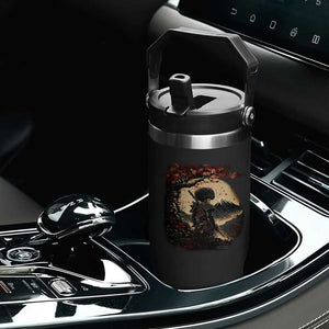 Funny African American Samurai Flip Straw Tumbler Japanese Art Black Warrior Sakura TS11 Print Your Wear