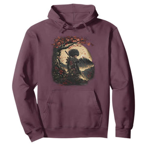 Funny African American Samurai Hoodie Japanese Art Black Warrior Sakura TS11 Maroon Print Your Wear
