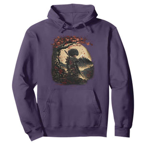 Funny African American Samurai Hoodie Japanese Art Black Warrior Sakura TS11 Purple Print Your Wear