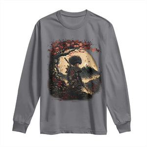 Funny African American Samurai Long Sleeve Shirt Japanese Art Black Warrior Sakura TS11 Charcoal Print Your Wear