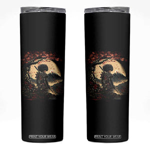 Funny African American Samurai Skinny Tumbler Japanese Art Black Warrior Sakura TS11 Black Print Your Wear