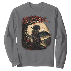 Funny African American Samurai Sweatshirt Japanese Art Black Warrior Sakura TS11 Charcoal Print Your Wear