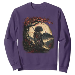 Funny African American Samurai Sweatshirt Japanese Art Black Warrior Sakura TS11 Purple Print Your Wear