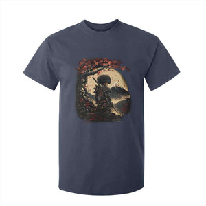 Funny African American Samurai T Shirt For Kid Japanese Art Black Warrior Sakura TS11 Navy Print Your Wear