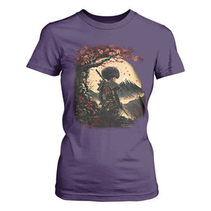 Funny African American Samurai T Shirt For Women Japanese Art Black Warrior Sakura TS11 Purple Print Your Wear