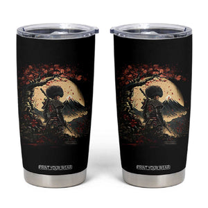 Funny African American Samurai Tumbler Cup Japanese Art Black Warrior Sakura TS11 Black Print Your Wear